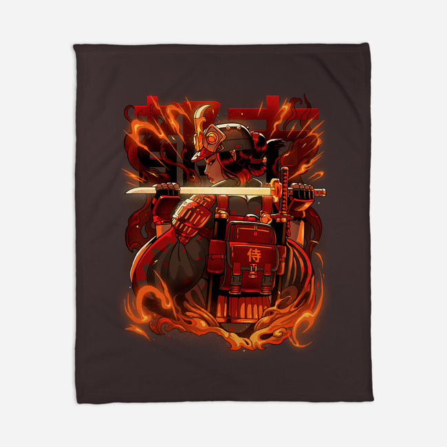 Fire Urban Samurai-None-Fleece-Blanket-Bruno Mota