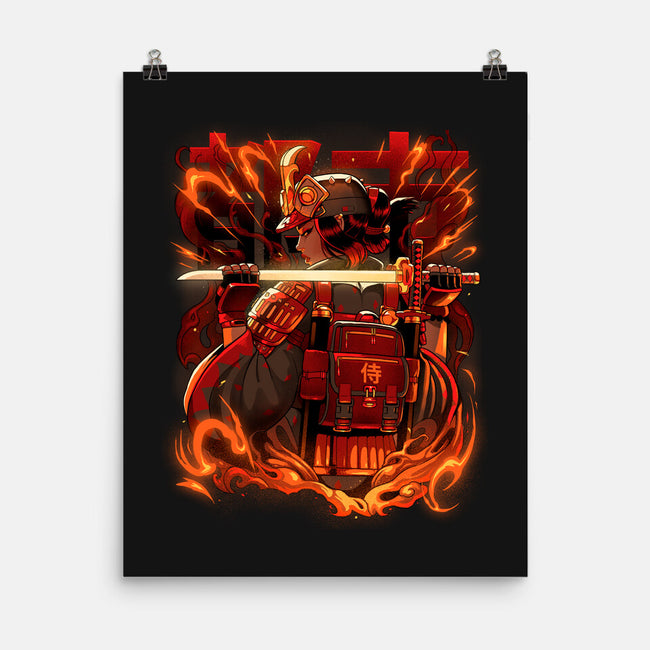 Fire Urban Samurai-None-Matte-Poster-Bruno Mota