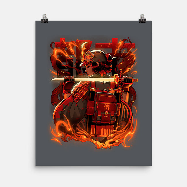 Fire Urban Samurai-None-Matte-Poster-Bruno Mota