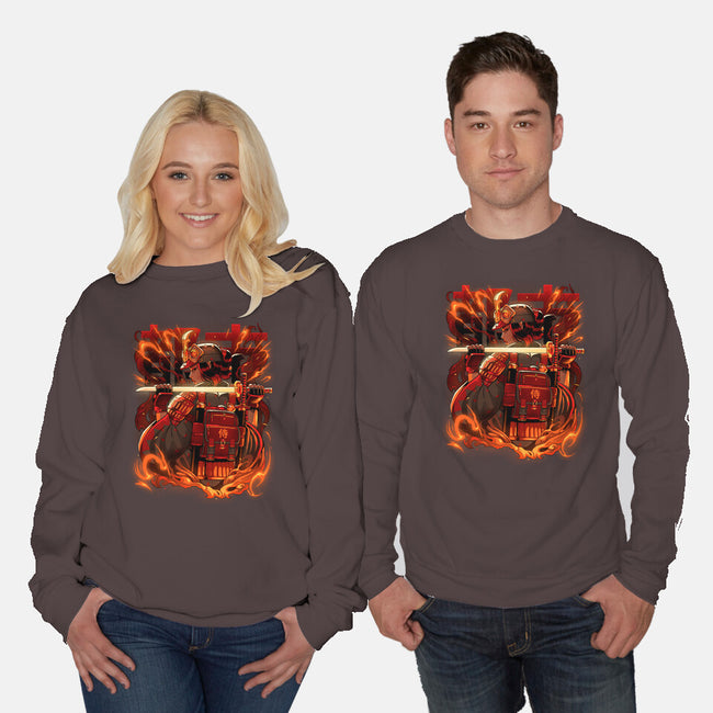 Fire Urban Samurai-Unisex-Crew Neck-Sweatshirt-Bruno Mota