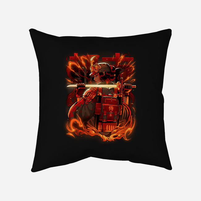 Fire Urban Samurai-None-Non-Removable Cover w Insert-Throw Pillow-Bruno Mota