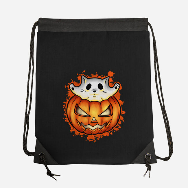 Cat In Pumpkin-None-Drawstring-Bag-nickzzarto