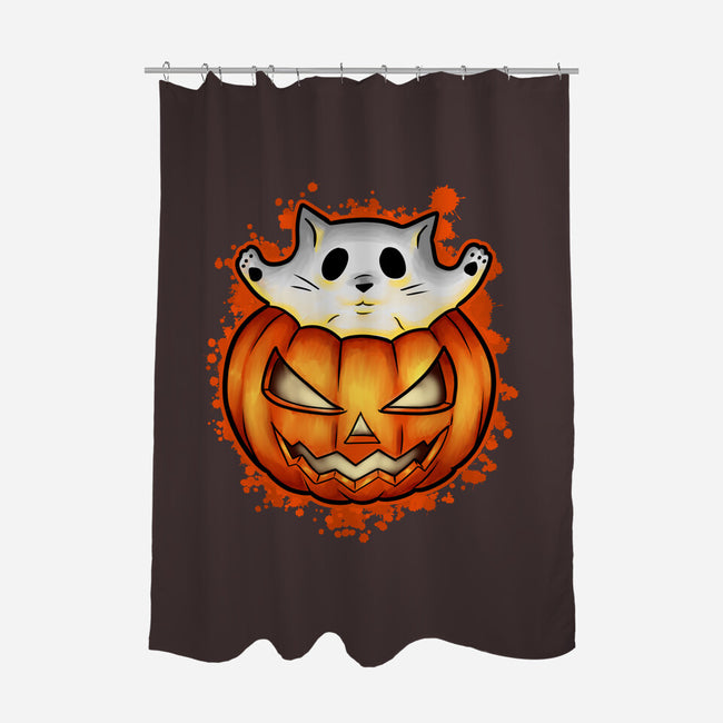 Cat In Pumpkin-None-Polyester-Shower Curtain-nickzzarto