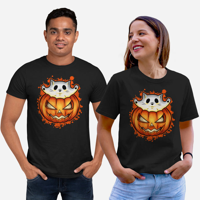 Cat In Pumpkin-Unisex-Basic-Tee-nickzzarto