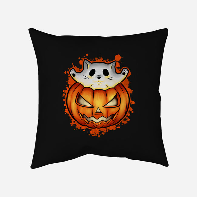 Cat In Pumpkin-None-Non-Removable Cover w Insert-Throw Pillow-nickzzarto