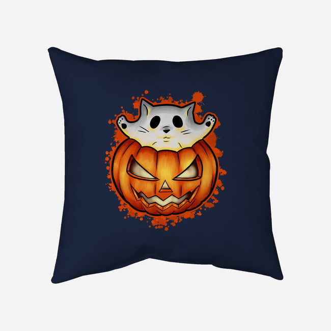 Cat In Pumpkin-None-Removable Cover-Throw Pillow-nickzzarto