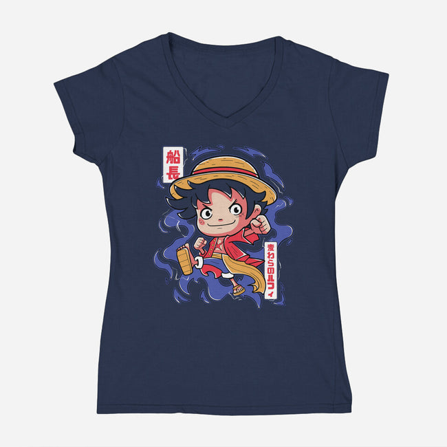 Luffy King Of The Pirates-Womens-V-Neck-Tee-Ca Mask