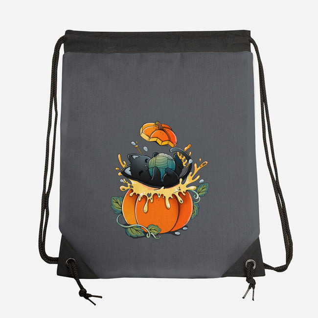 Pumpkin Kitty-None-Drawstring-Bag-Vallina84