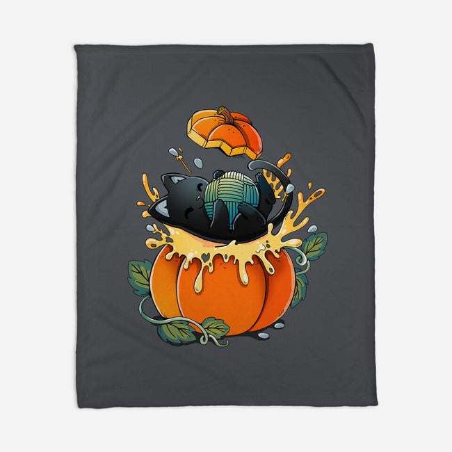 Pumpkin Kitty-None-Fleece-Blanket-Vallina84