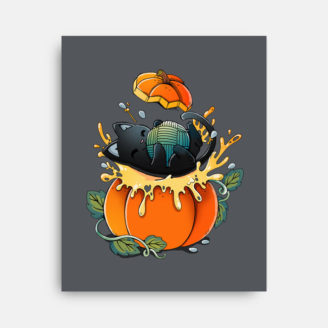Pumpkin Kitty-None-Stretched-Canvas-Vallina84