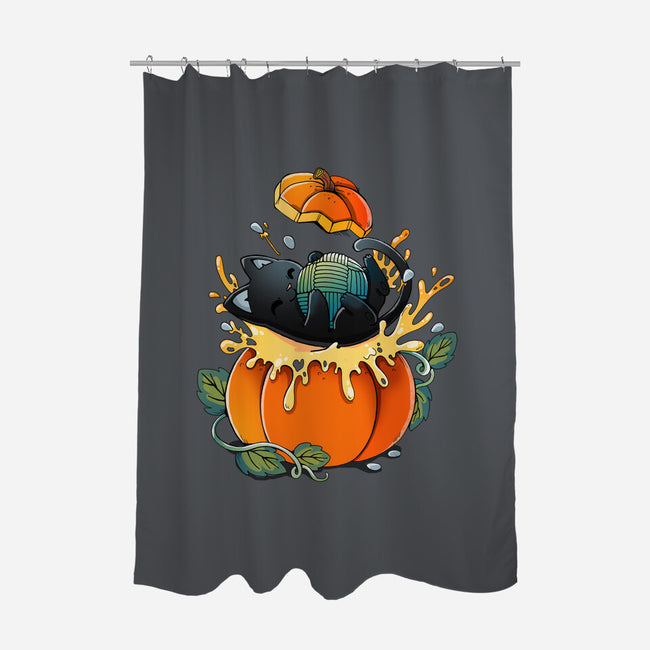 Pumpkin Kitty-None-Polyester-Shower Curtain-Vallina84