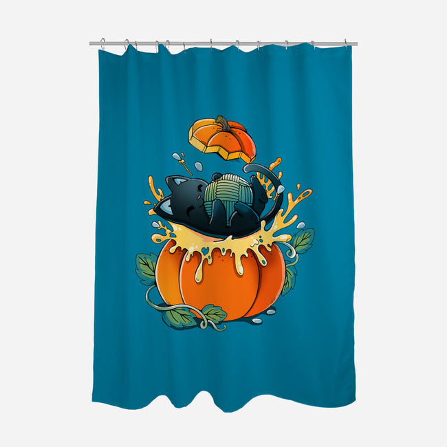 Pumpkin Kitty-None-Polyester-Shower Curtain-Vallina84