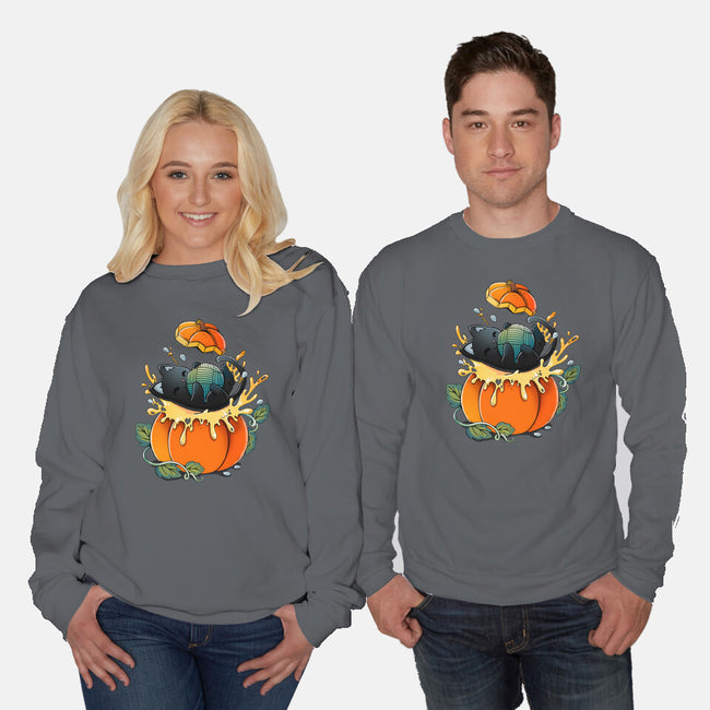 Pumpkin Kitty-Unisex-Crew Neck-Sweatshirt-Vallina84