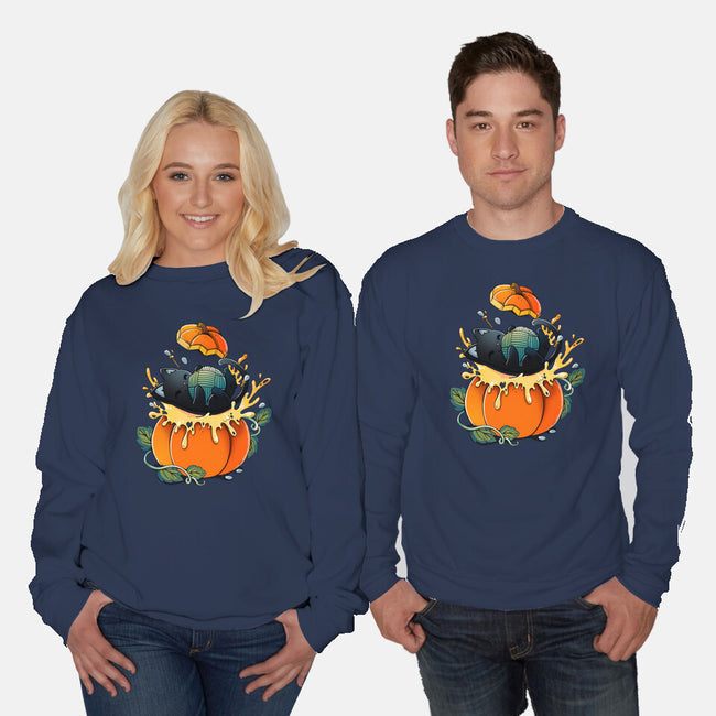 Pumpkin Kitty-Unisex-Crew Neck-Sweatshirt-Vallina84