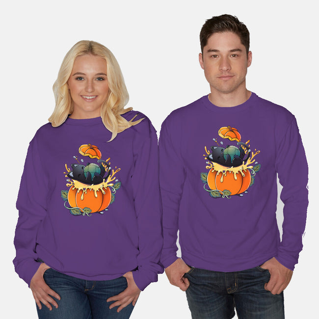 Pumpkin Kitty-Unisex-Crew Neck-Sweatshirt-Vallina84