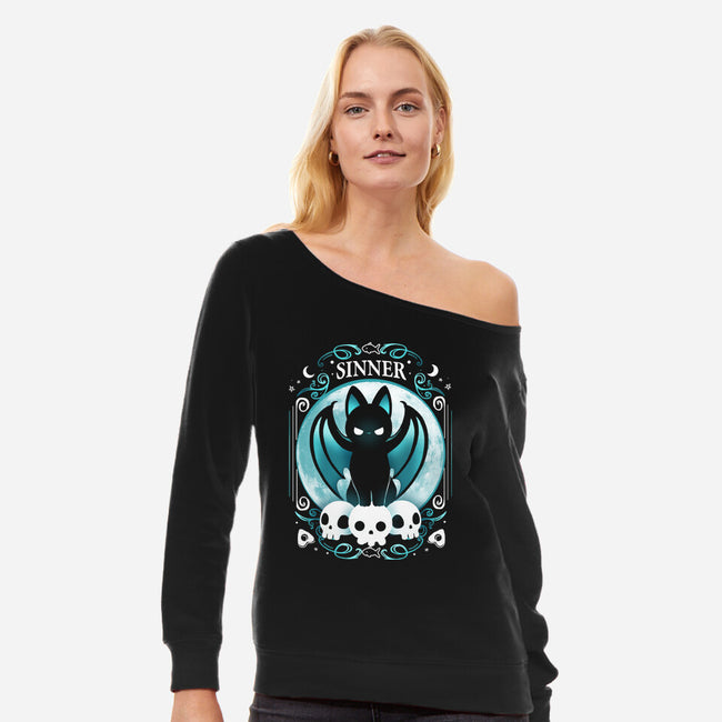 Sinner Cat-Womens-Off Shoulder-Sweatshirt-Vallina84