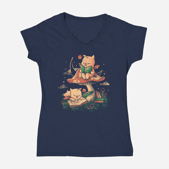 Kupo Readings-Womens-V-Neck-Tee-eduely