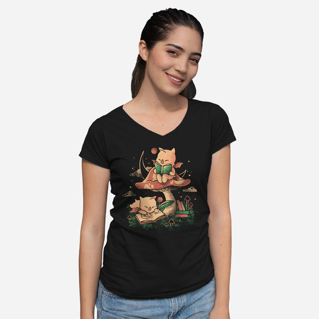 Kupo Readings-Womens-V-Neck-Tee-eduely