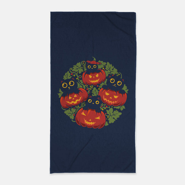Pumpkin Kitten Family-None-Beach-Towel-erion_designs