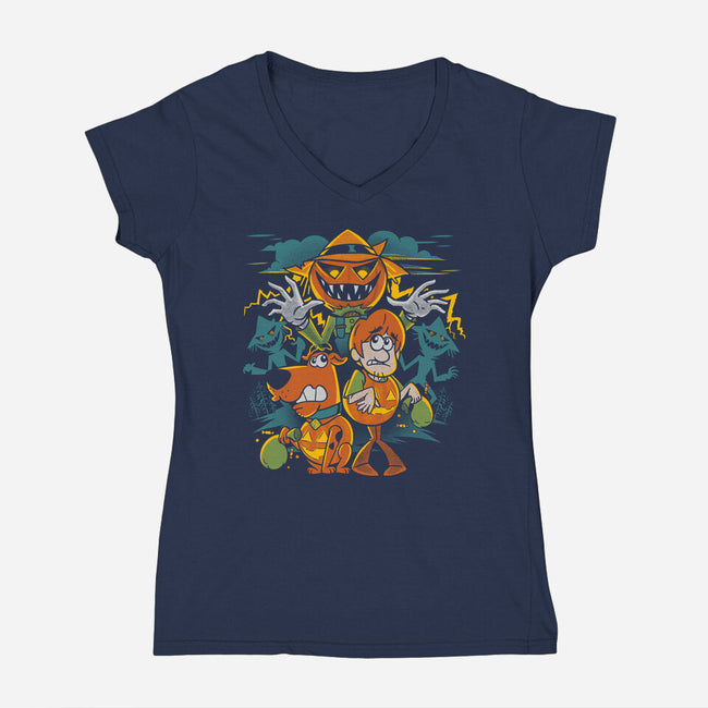 Mystery Tricks Or Treats-Womens-V-Neck-Tee-estudiofitas