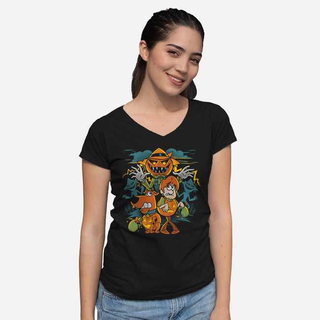 Mystery Tricks Or Treats-Womens-V-Neck-Tee-estudiofitas