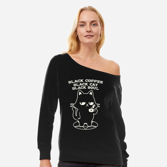 Black Cat Black Soul-Womens-Off Shoulder-Sweatshirt-tobefonseca