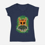 Pumpkin Knight-Womens-V-Neck-Tee-nickzzarto