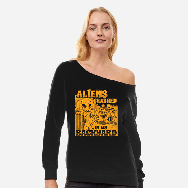 Aliens Crashed In My Backyard-Womens-Off Shoulder-Sweatshirt-Boggs Nicolas