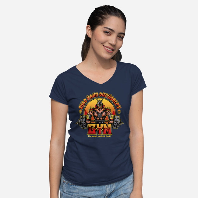 Outworld's Gym-Womens-V-Neck-Tee-demonigote