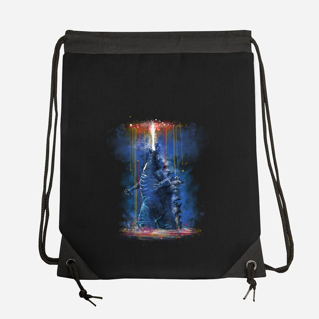 Watercolor Godzilla-None-Drawstring-Bag-zascanauta