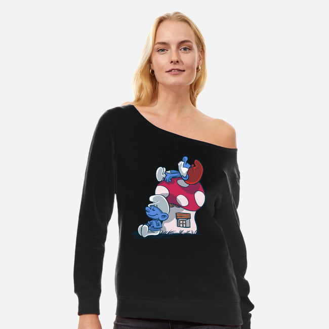 Smurfpy-Womens-Off Shoulder-Sweatshirt-zascanauta