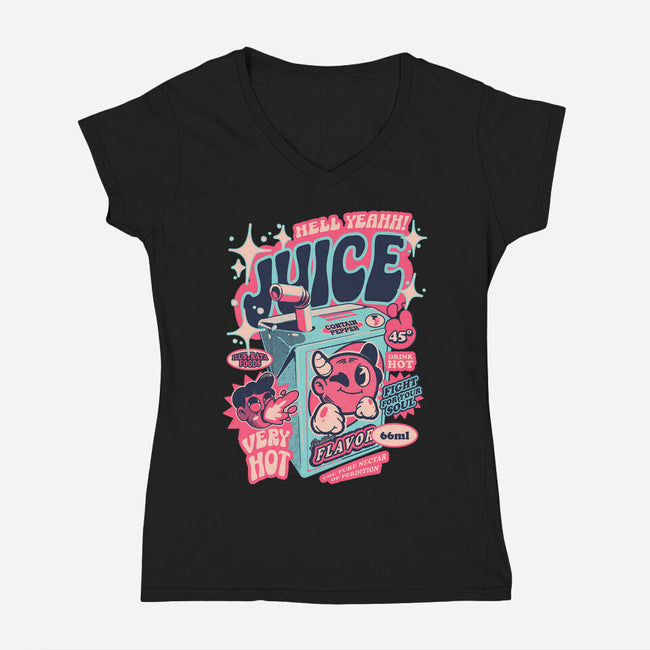 Hell Yeah Juice-Womens-V-Neck-Tee-ilustrata