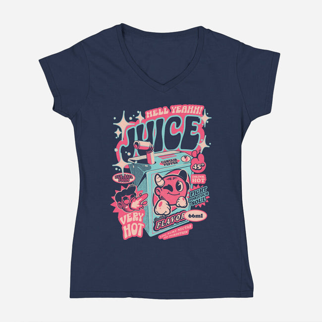 Hell Yeah Juice-Womens-V-Neck-Tee-ilustrata