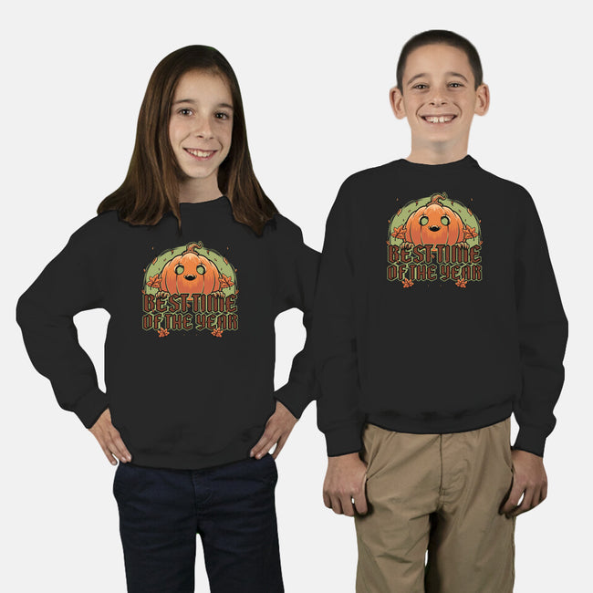 Pumpkin Autumn Halloween-Youth-Crew Neck-Sweatshirt-Studio Mootant