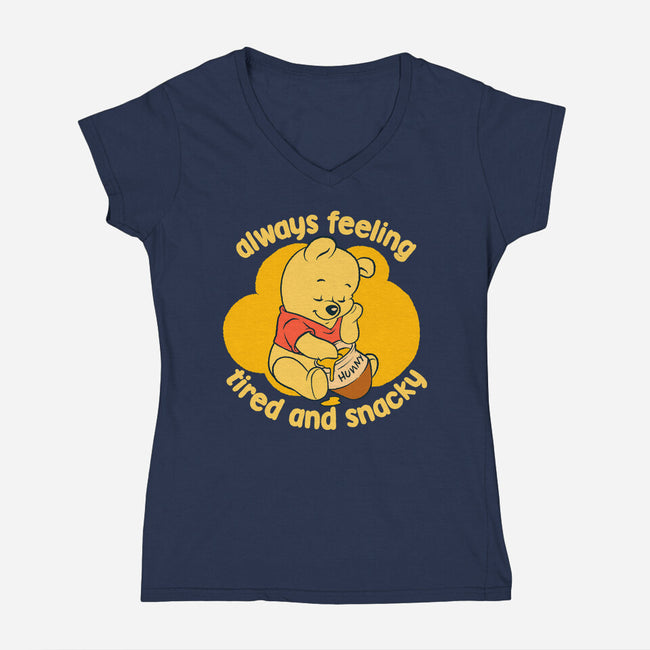 Cute Tired Snacky Bear-Womens-V-Neck-Tee-Studio Mootant