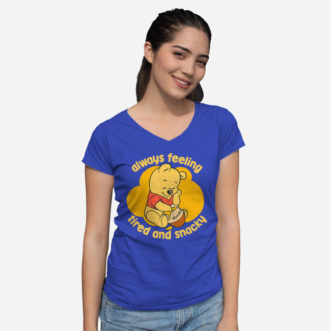 Cute Tired Snacky Bear-Womens-V-Neck-Tee-Studio Mootant