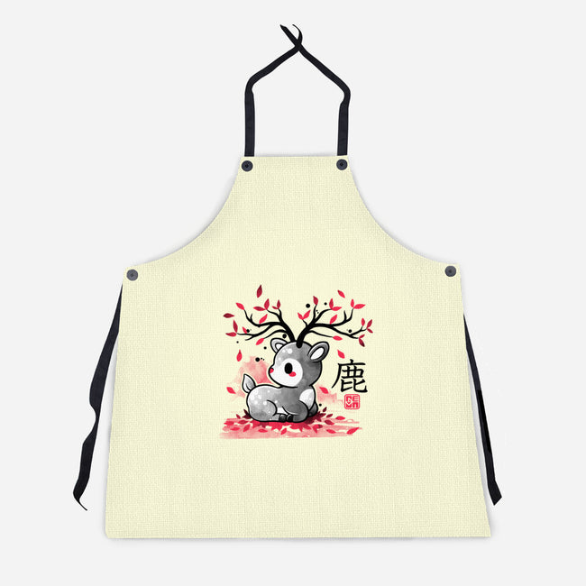 Japanese Deer In Autumn-Unisex-Kitchen-Apron-NemiMakeit