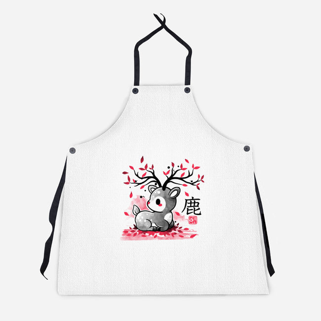 Japanese Deer In Autumn-Unisex-Kitchen-Apron-NemiMakeit