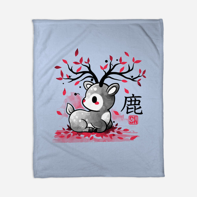 Japanese Deer In Autumn-None-Fleece-Blanket-NemiMakeit