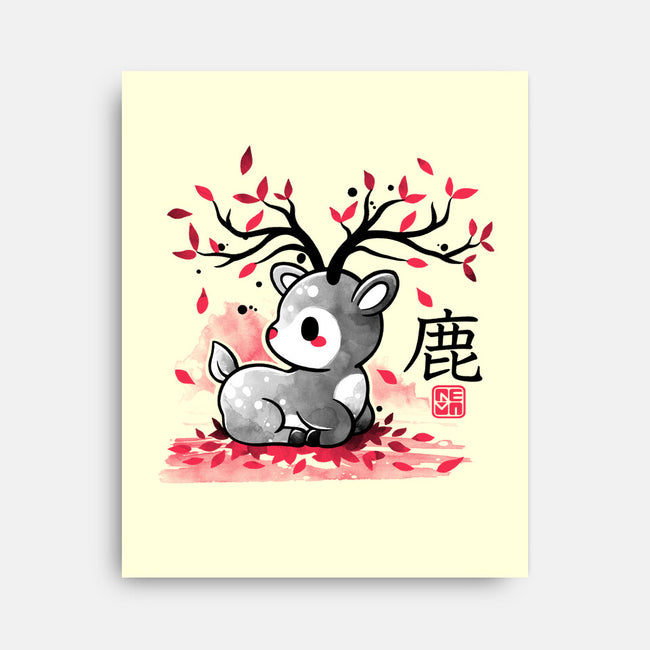 Japanese Deer In Autumn-None-Stretched-Canvas-NemiMakeit