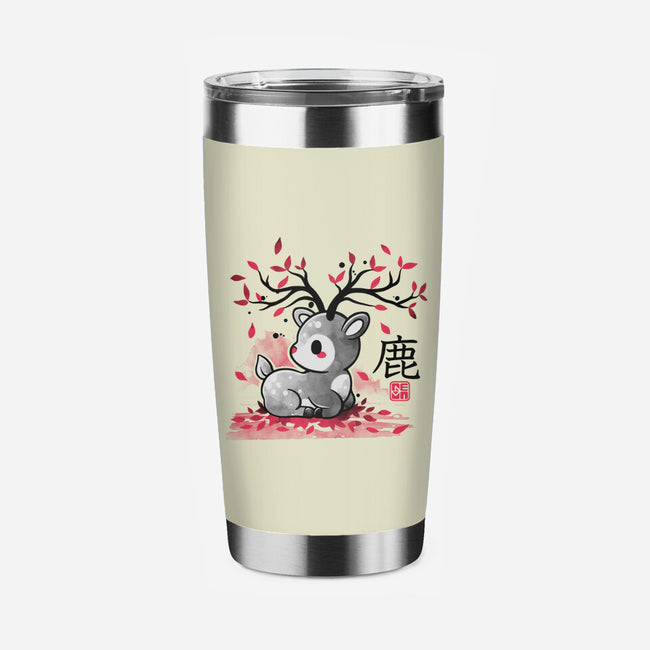 Japanese Deer In Autumn-None-Stainless Steel Tumbler-Drinkware-NemiMakeit
