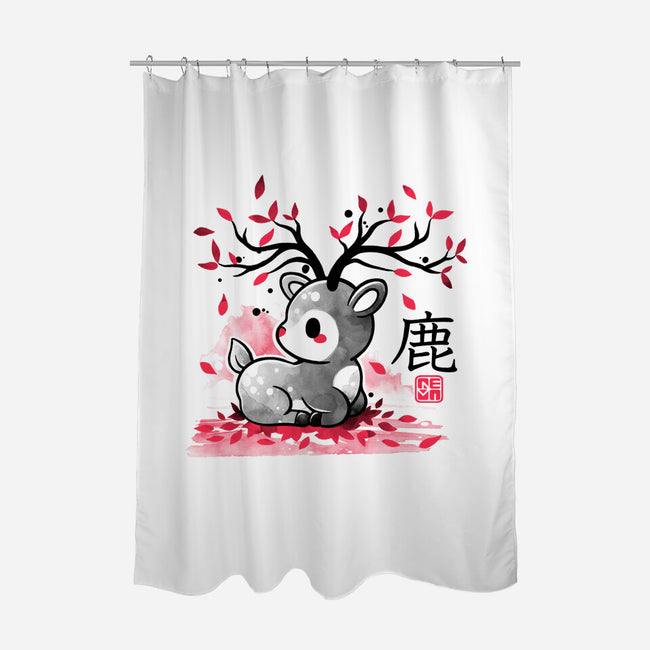 Japanese Deer In Autumn-None-Polyester-Shower Curtain-NemiMakeit