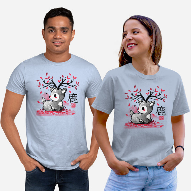 Japanese Deer In Autumn-Unisex-Basic-Tee-NemiMakeit