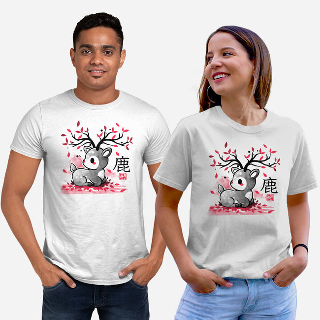 Japanese Deer In Autumn-Unisex-Basic-Tee-NemiMakeit