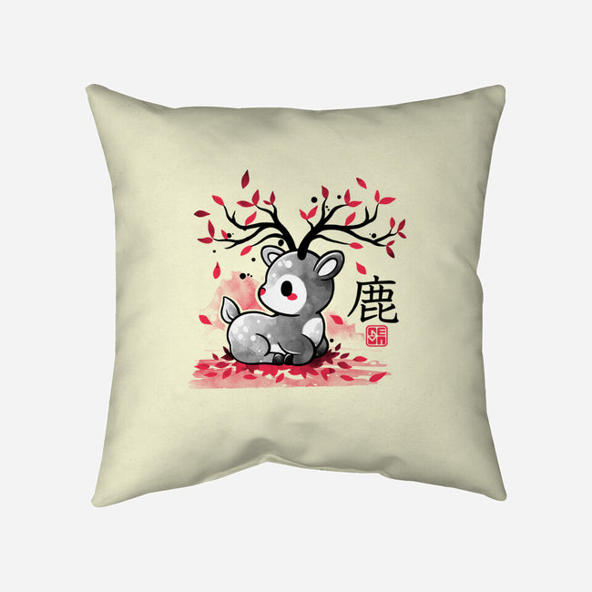 Japanese Deer In Autumn-None-Non-Removable Cover w Insert-Throw Pillow-NemiMakeit