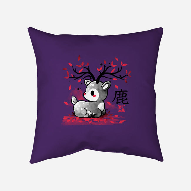 Japanese Deer In Autumn-None-Non-Removable Cover w Insert-Throw Pillow-NemiMakeit