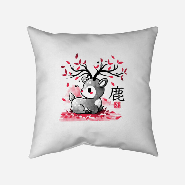 Japanese Deer In Autumn-None-Non-Removable Cover w Insert-Throw Pillow-NemiMakeit