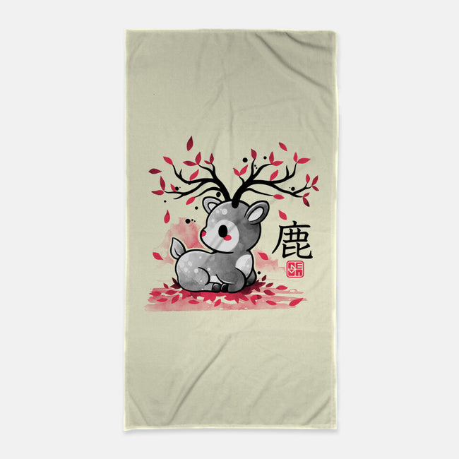 Japanese Deer In Autumn-None-Beach-Towel-NemiMakeit