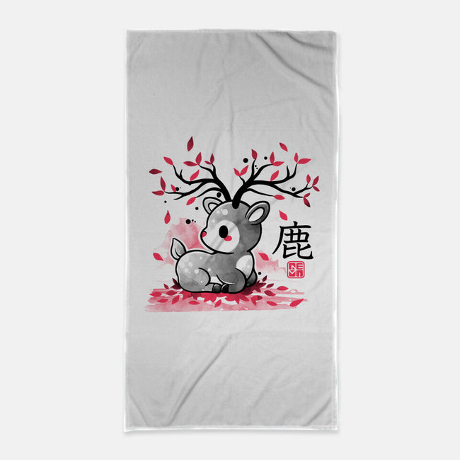 Japanese Deer In Autumn-None-Beach-Towel-NemiMakeit