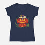 Beagle's Pumpkin House-Womens-V-Neck-Tee-erion_designs